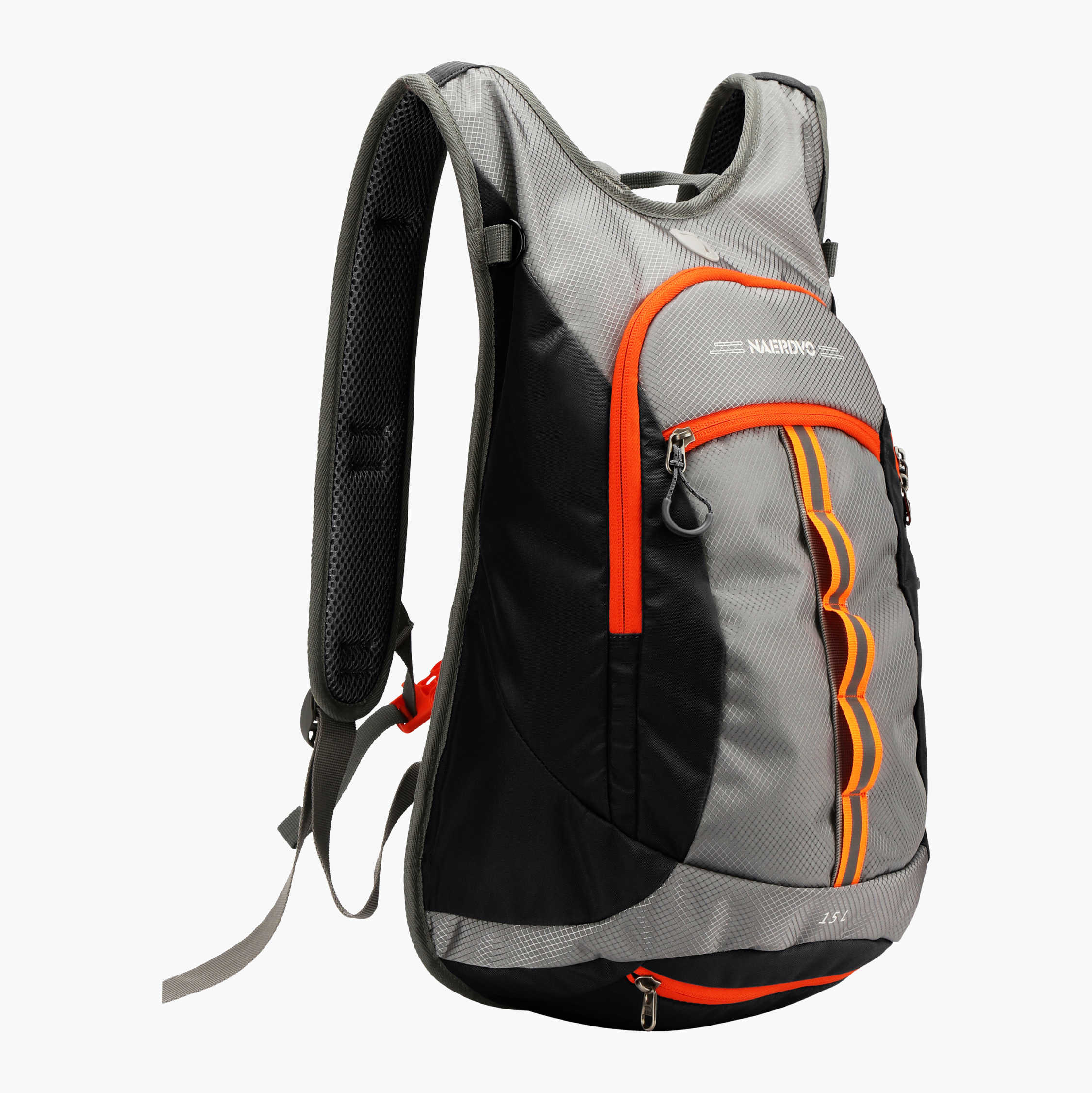 Backpack 15 litre grey black orange Biltema.no